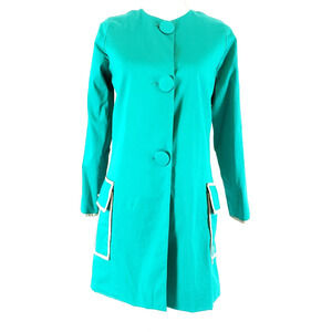 Virginia Taylor Teal SIZE S Button Fully Lined Coat with Pockets Long Dressy